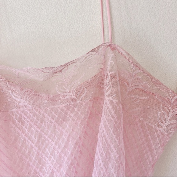 Vintage Glydons nylon baby doll pin up teddy nightie lace light pink size L - Picture 3 of 9
